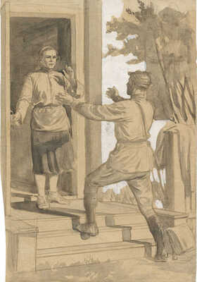 Соломин Николай Константинович. Эскиз иллюстрации к роману Ф.В. Гладкова «Цемент» (М.: Гослитиздат, 1951)